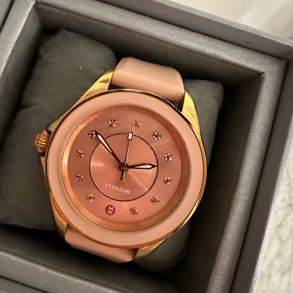 Pink rose gold michele watch